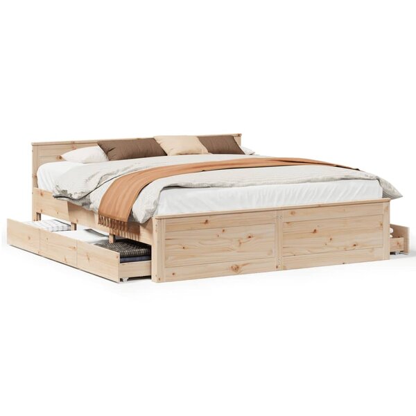 vidaXL Cadre de lit sans matelas avec tête de lit 200x200 cm bois pin