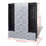 vidaXL Armoire modulaire 18 compartiments Noir et blanc 37x146x180 5cm