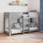 vidaXL Lit Superposé pour Enfants Gris Sonoma 75 x 190 cm