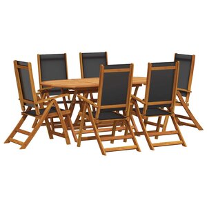 vidaXL Ensemble à manger d'extérieur 7 Pièces Bois d'acacia solide