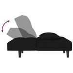 vidaXL Canapé-lit à 2 places avec deux oreillers Noir Velours