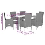 vidaXL Ensemble à manger de jardin et coussins 7 Pièces beige poly rotin