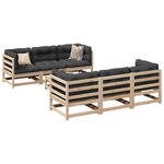 vidaXL Salon de jardin 7 Pièces avec coussins bois de pin massif