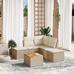 vidaXL Salon de jardin avec coussins 6 Pièces beige résine tressée