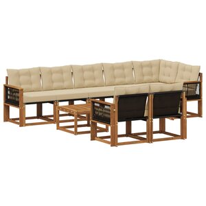 vidaXL Ensemble de canapés d'extérieur 9 pc Naturel et Beige
