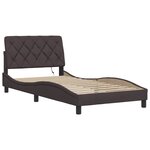 vidaXL Cadre de lit avec LED sans matelas marron foncé 100x200cm tissu