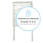 Bloc collectif leabox.com  2x3  grade 3  simple face  Extérieur  fixation sur pieds à sceller   Blanc pur RAL 9010  finition brillante