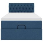 vidaXL Lit ottoman avec matelas et LED Bleu 90x200 cm Tissu