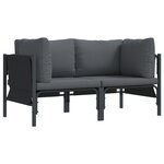 vidaXL Mobilier de jardin avec coussin 2 Pièces Anthracite Acier