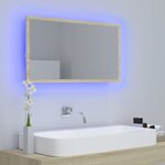 vidaXL Miroir LED de salle de bain Chêne sonoma 80x8 5x37 cm Acrylique