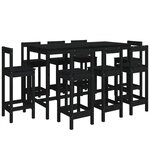 vidaXL Ensemble de bar 9 Pièces Noir Bois de pin massif