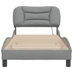 vidaXL Cadre de lit avec lumières LED gris clair 90x190 cm tissu