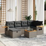 vidaXL Salon de jardin avec coussins 7 Pièces gris résine tressée