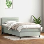 vidaXL Sommier à lattes de lit et matelas gris clair 90x210 cm velours