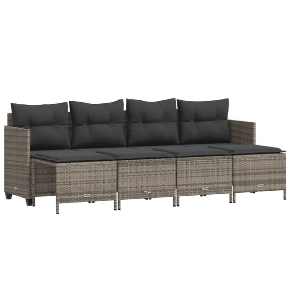 vidaXL Salon de jardin 5 Pièces avec coussins gris résine tressée