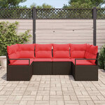 vidaXL Ensemble de Canapés avec coussin 6 Pièces Marron Poly Rattan