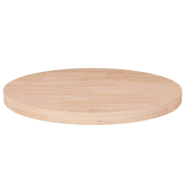 vidaXL Dessus de table rond Ø50x2 5 cm Bois de chêne massif non traité