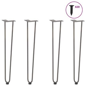vidaXL Pieds en épingle à cheveux pour consoles  lot de 4  acier naturel  72 cm  acier massif