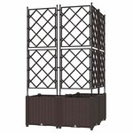 vidaXL Bac à fleurs avec Treillis 3 Pièces Marron 80 x 80 x 143 cm PP