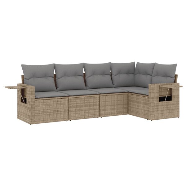 vidaXL Salon de jardin avec coussins 5 Pièces beige résine tressée