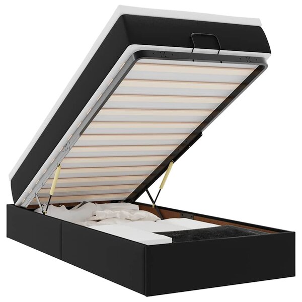 vidaXL Cadre de lit ottoman avec matelas noir 80x200 cm similicuir