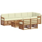 vidaXL Ensemble de canapés d'extérieur 9 pc Naturel et Crème Polyester