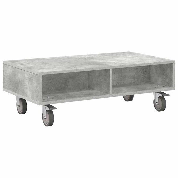 vidaXL Table d'appoint avec roues Gris béton 90 x 50 x 30 cm