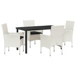 Ensemble de Salle à Manger de Jardin de 5 Pièces avec Coussins Rattan Poly Blanc