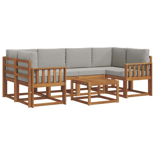 vidaXL Ensemble de canapés d'extérieur 7 pc Gris Naturel et Clair