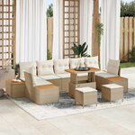 vidaXL Ensemble de canapé de jardin avec coussin 10 Pièces Beige et crème