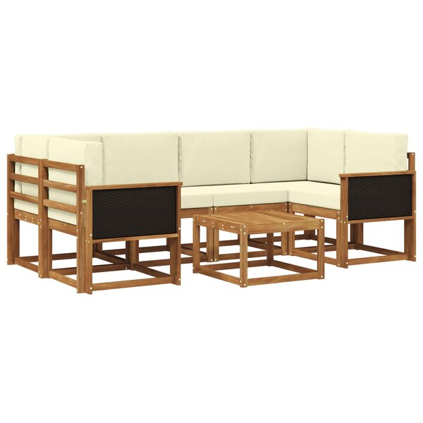 vidaXL Ensemble de canapés d'extérieur 5 pc Naturel et Crème