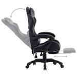 Chaise fauteuil siège pivotante de bureau informatique étude de jeux vidéo avec repose-pied et similicuir gris 02_0024219