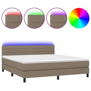 vidaXL Sommier à lattes de lit avec matelas LED Taupe 180x200 cm Tissu