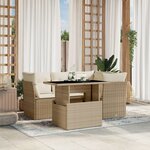 vidaXL Salon de jardin avec coussins 5 Pièces beige résine tressée