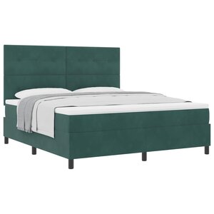 vidaXL Lit à ressorts avec matelas Vert foncé 180 x 200 cm tissu