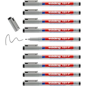 Feutre Non Permanent 151F Noir Pointe Fine 0 6 mm x 10 EDDING
