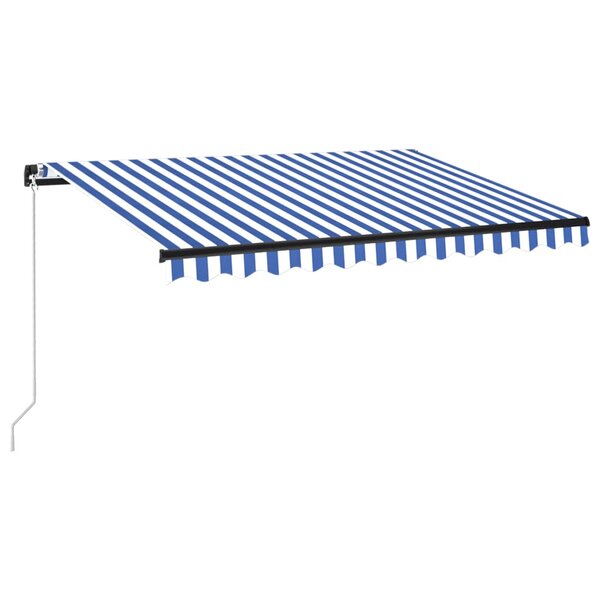 vidaXL Auvent manuel rétractable avec LED 350x250 cm Bleu et blanc