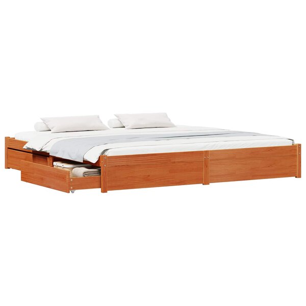 vidaXL Cadre de lit Cire marron 200 x 200 cm Bois de Pin Massif