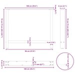 vidaXL Pieds de table à manger Blanc 2 pièces 100 x (72-73) cm Acier