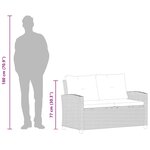 vidaXL Canapé 2 places de jardin et coussins Noir 124cm Résine tressée