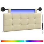 vidaXL Tête de lit suspendue Avec lumière LED Crème Simili cuir