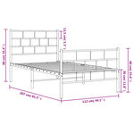 vidaXL Cadre de lit métal sans matelas et pied de lit blanc 107x203 cm