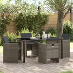 vidaXL Ensemble de Salle à Manger de Jardin 5 Pièces avec Coussins Rattan Poly Gris