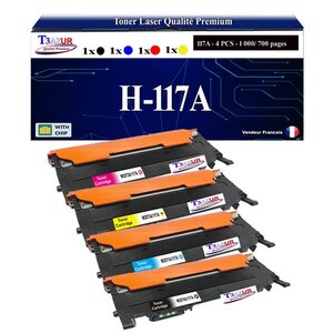 T3AZUR -4x Toners compatibles avec HP W2070A W2071A W2072A W2073A (117A) pour HP Color Laser 150a 150nw 178nw 178nwg 179fnw 179fwg