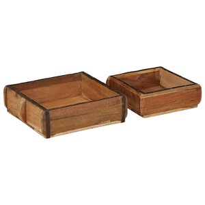 vidaXL Plateau 2 Pièces Marron 29 x 31 x 10 cm Bois Recyclé Solide