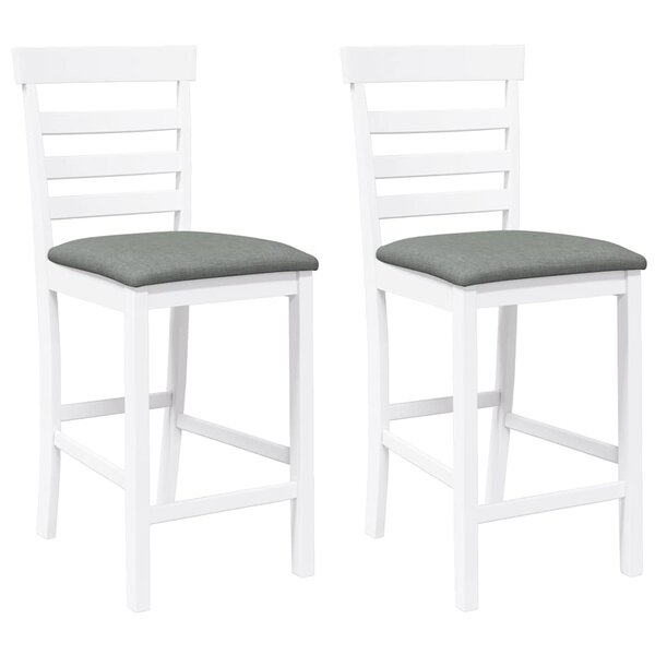 vidaXL Tabourets de bar avec coussins 2 Pièces blanc bois massif d'hévéa