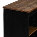 vidaXL Buffet HALDEN porte coulissante noir 80x40x80 cm bois massif