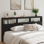 vidaXL Armoire tête de lit avec LED noir 220x17x102 cm