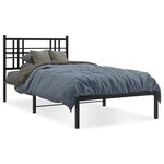 vidaXL Cadre de lit métal avec tête de lit noir 100x190 cm
