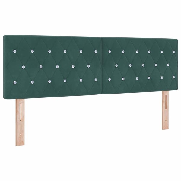 vidaXL Tête de lit LED avec bandes LED Vert foncé 144 cm Velours